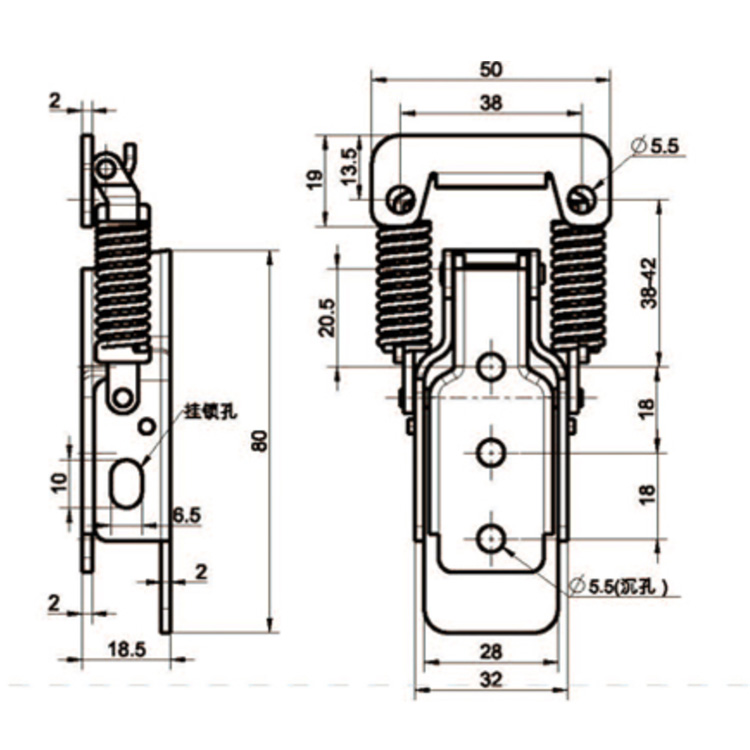 Tip lacăt Cataramă Tip tragere Arc de compresie Hasp-C9110-3