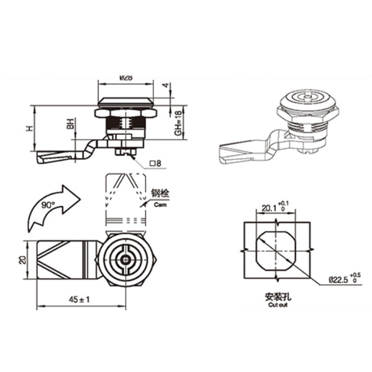 Instrument de poziționare exterioară Tip Cam Lock-A6012