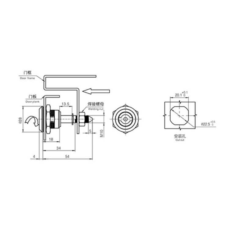 Tip buton Tip lacăt Cam Lock-A6051