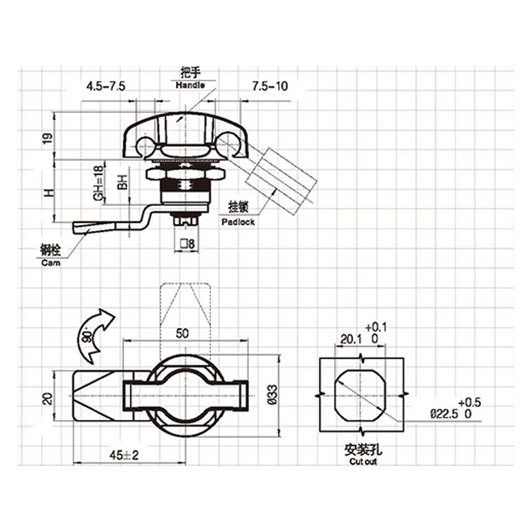 Tip lacăt Cam Lock-A607