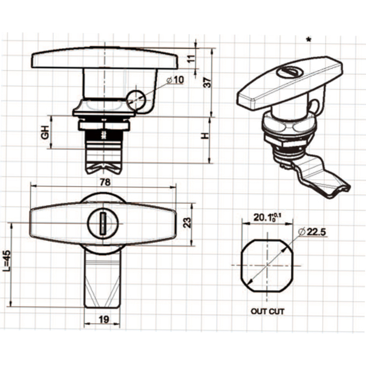 T Maner Lacăt Cam Lock-A6072