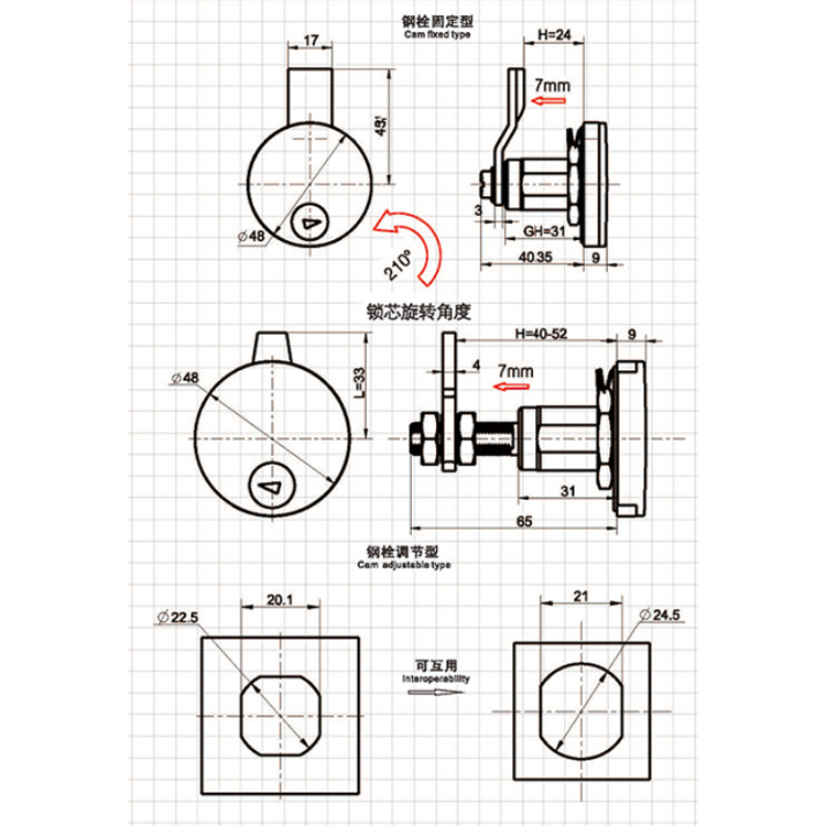 Tip instrument de blocare cu capac rotund-A6086