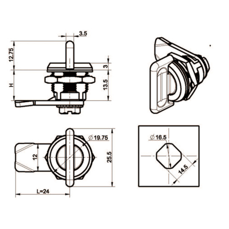 Blocare cu buton rotativ mic-A6131-2