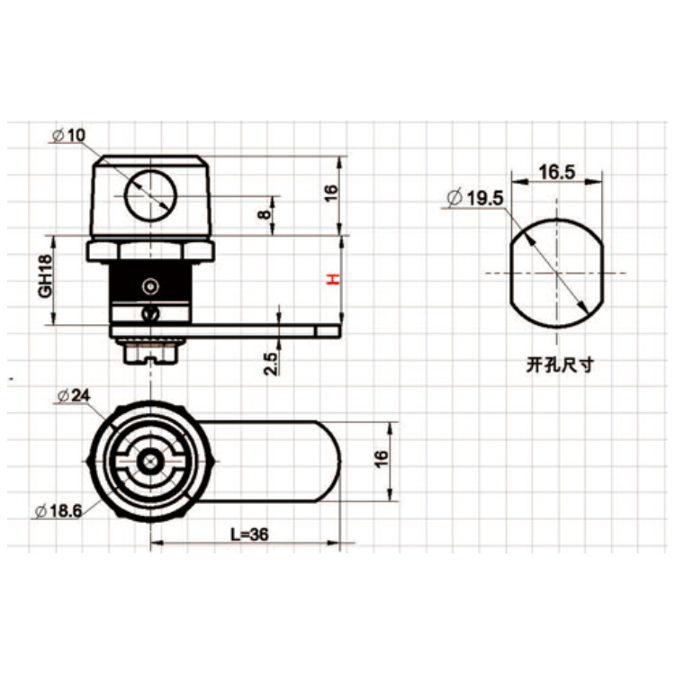 Tip unealtă Tip lacăt Cam Lock-A6208-1