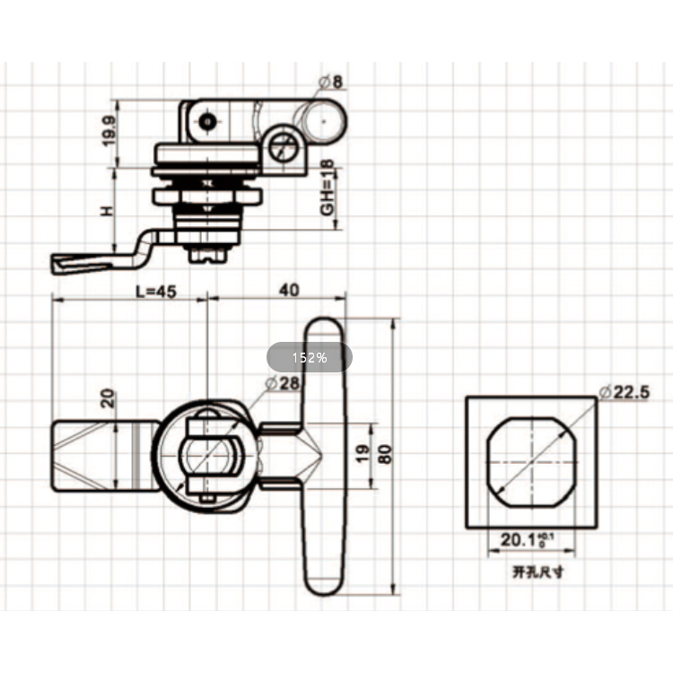 Mâner rabatabil Fix Cam Lock-A6309-10